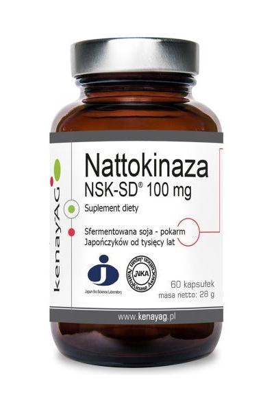 Kenay Nattokinase NSK-SD 100 mg dietary supplement in a brown glass bottle, packed with health benefits.
