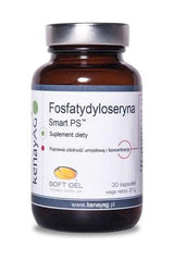 Kenay Phosphatidylserine Smart PS dietary supplement bottle, 30 soft gel capsules for mental health support.
