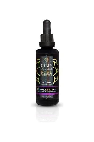 Kenay Pine Pollen Pure Potency liquid drops in a black bottle with dropper, 50 ml dietary supplement.
