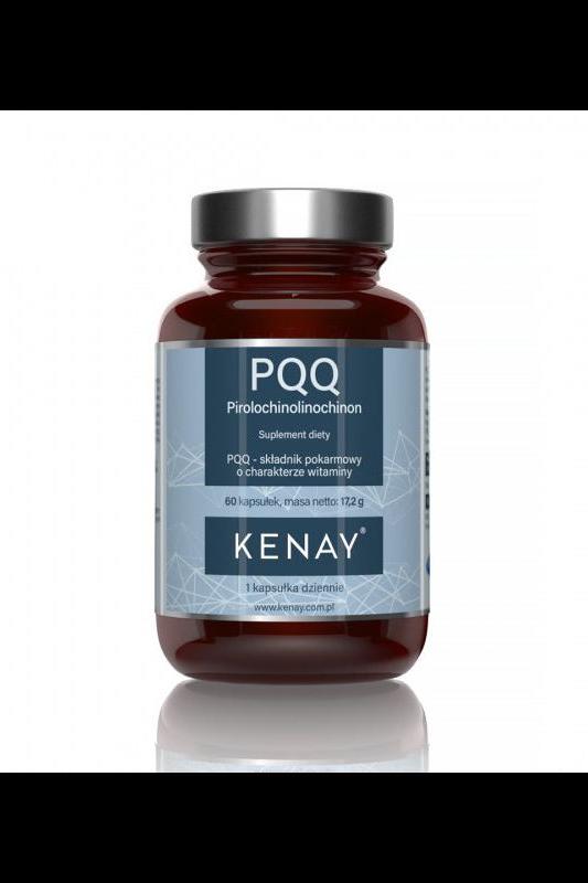 Kenay PQQ Pyrroloquinoline Quinone supplement bottle with 60 capsules for health support.