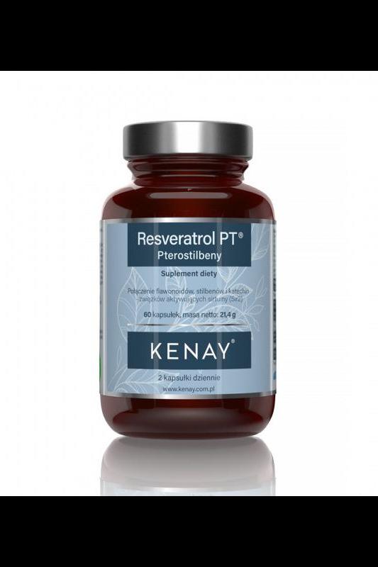 Kenay Resveratrol PT Pterostilbeny dietary supplement bottle with 60 capsules for antioxidant support