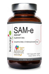Kenay SAM-e Adonat supplement bottle, 120 vegetarian capsules, supports mental and liver health