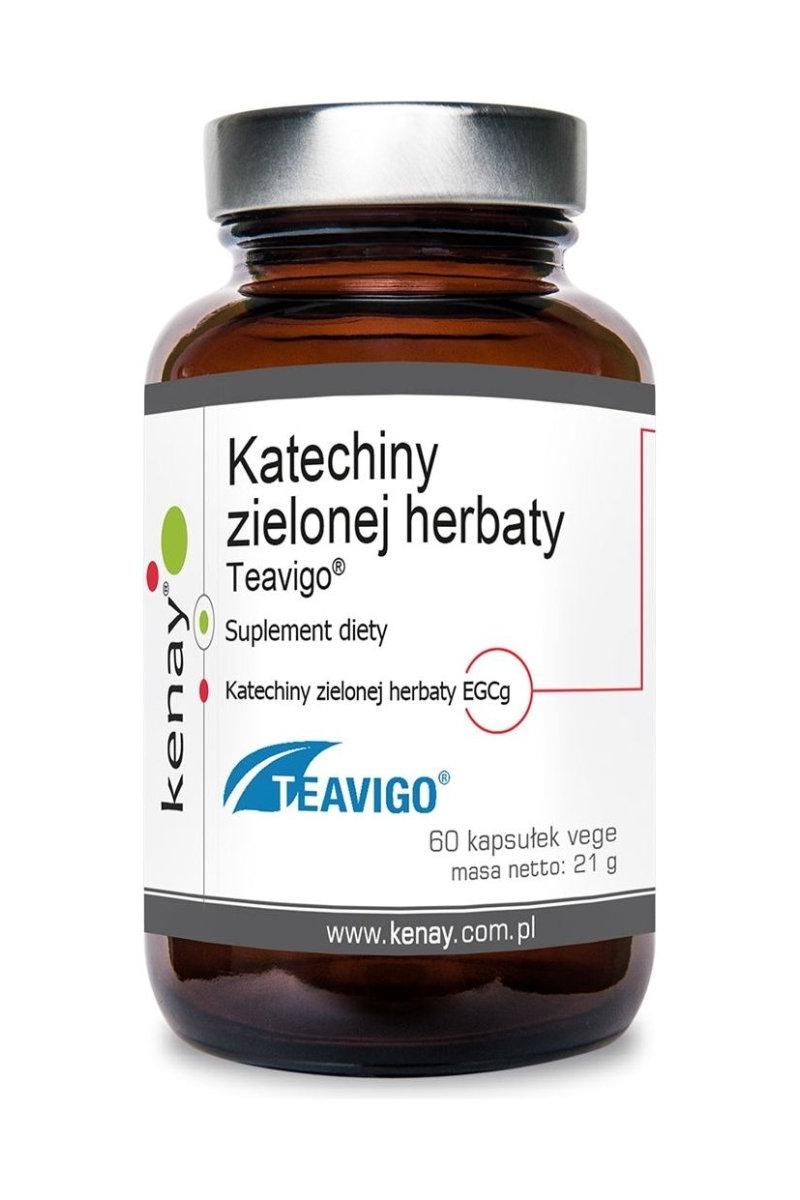 Kenay Teavigo Green Tea Extract supplement bottle with 60 vegetarian capsules.