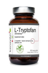 Kenay L-Tryptofan supplement bottle with 60 capsules for stress relief and improved sleep quality.