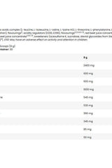 Supplement facts for Kevin Levrone Anabolic LEAA 9, including amino acid content and serving size details.