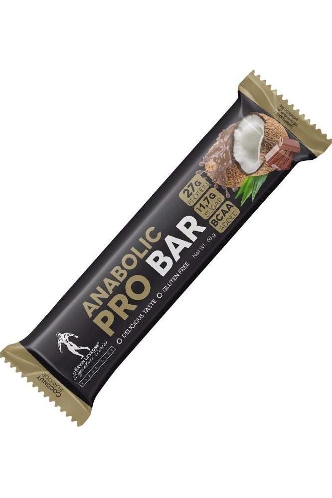 Kevin Levrone Anabolic Pro Bar featuring high protein, BCAAs, and glutamine for muscle growth and recovery.