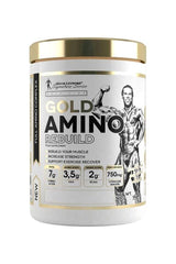 Kevin Levrone Gold Amino Rebuild supplement container for muscle recovery and strength support.