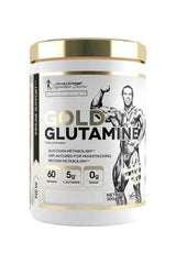 Kevin Levrone Gold Glutamine 300g container, supports muscle recovery and glycogen metabolism, sugar-free.