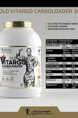 Gold Vitargo Carboloader by Kevin Levrone, energy drink for glycogen loading and recovery support.