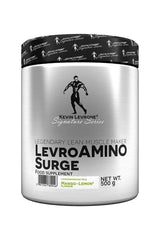 Kevin Levrone Levro Amino Surge supplement container with mango-lemon flavor, promoting muscle recovery and protein synthesis.