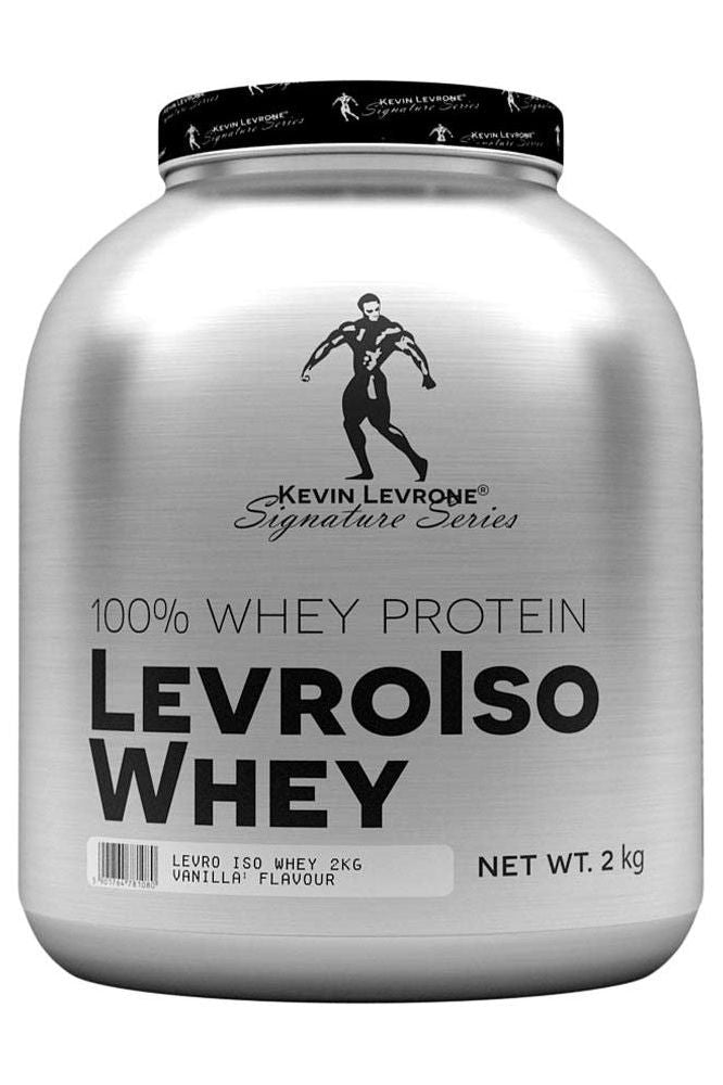 Kevin Levrone Levro Iso Whey protein powder, 2 kg, premium quality whey protein for muscle growth, vanilla flavor.