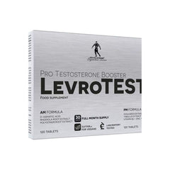 LevroTest Pro Testosterone Booster Supplement, 120 tablets, AM and PM formulas, suitable for vegans.