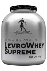 Kevin Levrone Levro Whey Supreme 100% whey protein supplement, 2 kg jar for muscle growth and maintenance.