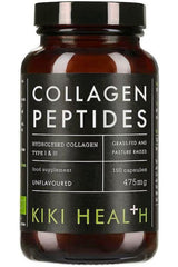 KIKI Health Collagen Peptides bottle with 150 capsules, supporting skin, joints, and muscle recovery.