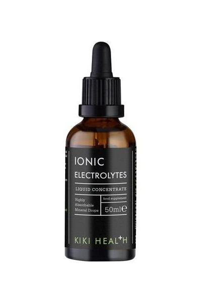 KIKI Health Ionic Electrolytes Liquid Concentrate in a 50ml bottle, promoting mineral balance and easy absorption.