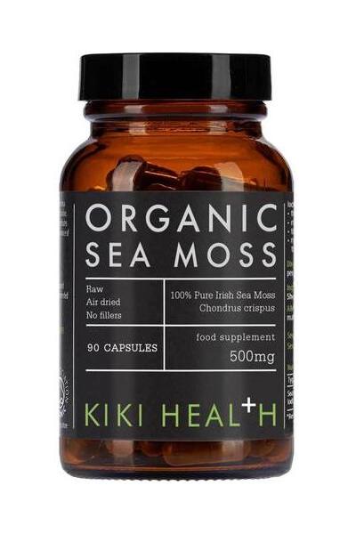 KIKI Health Organic Sea Moss supplement in capsule form, 500mg with 90 capsules, sustainably sourced from Atlantic.