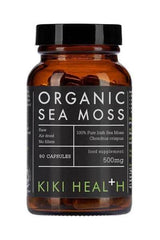 KIKI Health Organic Sea Moss supplement in capsule form, 500mg with 90 capsules, sustainably sourced from Atlantic.