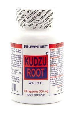 K&K BIO+ Kudzu Root White supplement bottle, 50 capsules for digestive support and reducing cravings.