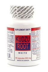 K&K BIO+ Kudzu Root White supplement bottle, 50 capsules for digestive support and reducing cravings.