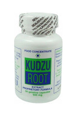 Kudzu Root extract bottle with 50 gelatin capsules for digestive support and appetite regulation.