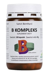 Kräuterhaus Sanct Bernhard B Complex supplement bottle with 100 capsules for nerve and psychological health.