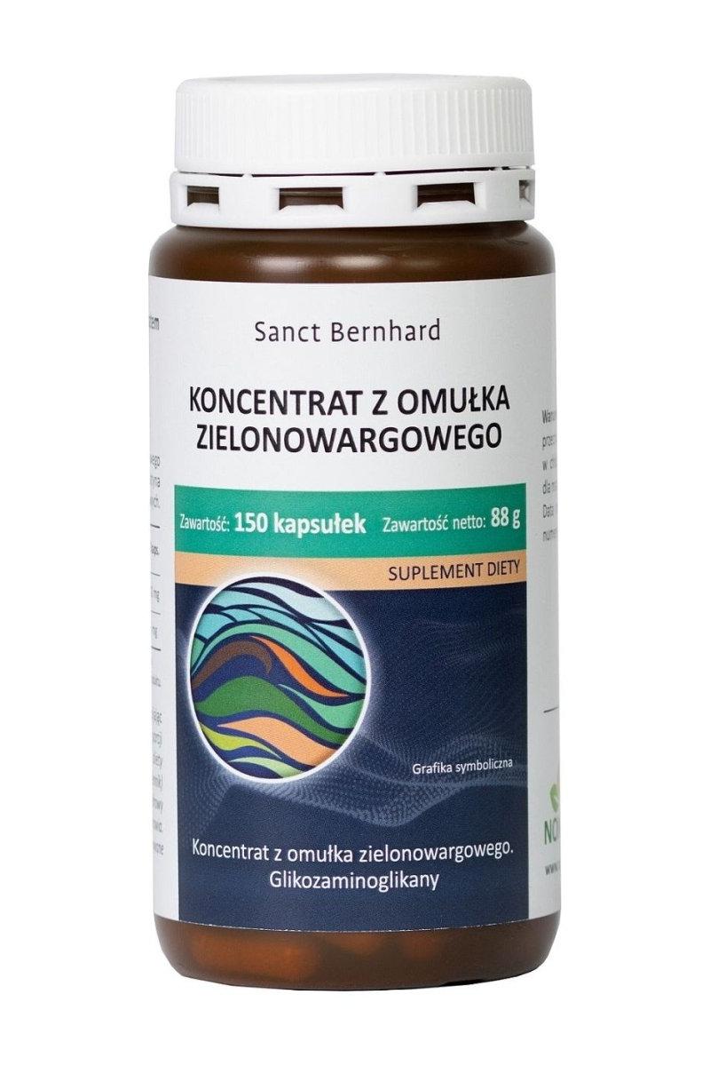 Kräuterhaus Sanct Bernhard Green-Lipped Mussel Capsules bottle with 150 capsules.
