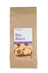 Kräuterhaus Sanct Bernhard Bio-Maca powdered root packaging, highlighting organic benefits and features.