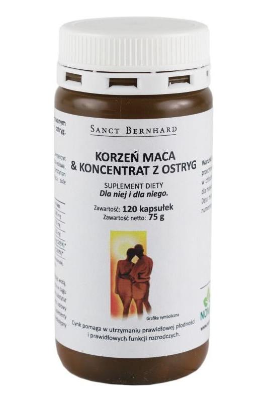 Kräuterhaus Sanct Bernhard Oysters Maca Active Capsules 120 Caps dietary supplement for energy and wellness.