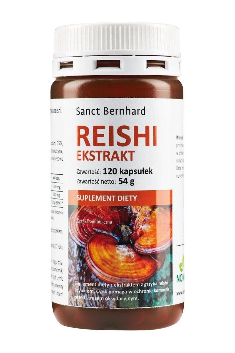 Kräuterhaus Sanct Bernhard Reishi Extract Capsules bottle with 120 capsules for immune support.