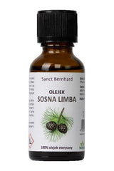 Kräuterhaus Sanct Bernhard Swiss Pine Essential Oil 30ml bottle with pine cone illustration.