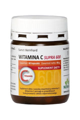 Kräuterhaus Sanct Bernhard Vitamin C 600 Supra-Capsules bottle with 60 dietary supplement capsules.