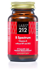 Labs212 B Spectrum supplement bottle, 60 vegetarian capsules, B vitamins without B9 and B12, supports nervous system.