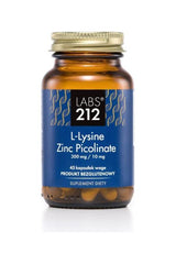 Labs212 L-Lysine Zinc Picolinate bottle, 45 caps, supports immunity and overall health.