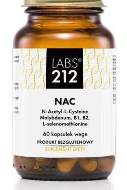 Labs212 NAC 300 mg dietary supplement bottle with 60 vegan capsules for antioxidant support.