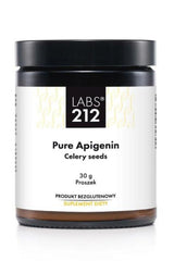 Labs212 Pure Apigenin 30g supplement jar, made from celery seeds, promoting health benefits and antioxidants.