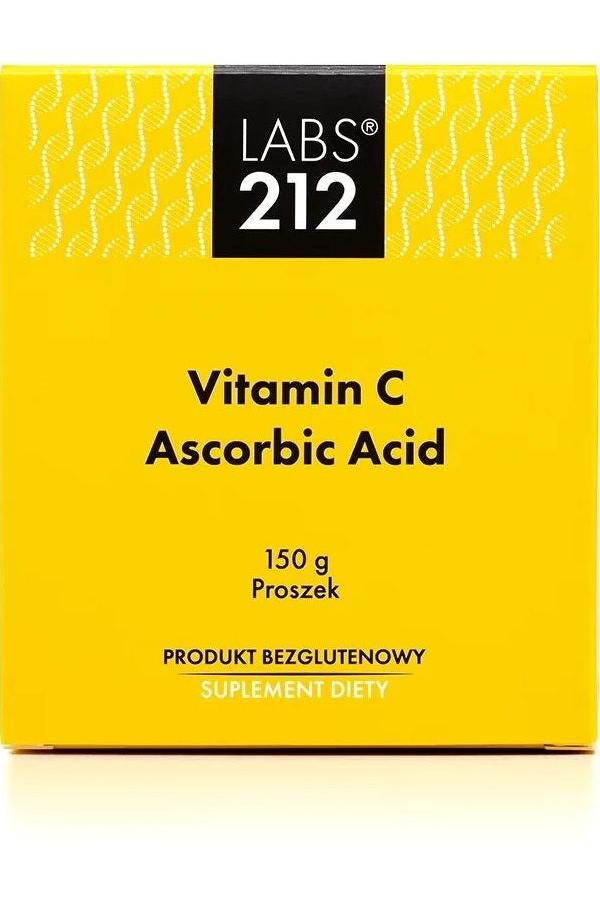 Labs212 Vitamin C Ascorbic Acid powder packaging, 150 g, dietary supplement for immune support.