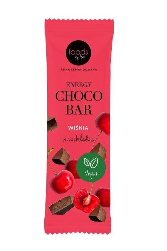 Energy Choco Bar by Foods by Anna Lewandowska, vegan cherry chocolate snack, healthy alternative to sweets