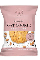 Gluten-Free Chia & Almond Oat Cookie by Foods by Ana, 50g, vegan, high fiber, no sugar added.