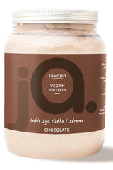 Levann jA Vegan Protein powder in chocolate flavor, gluten-free, lactose-free, with no added sugar.