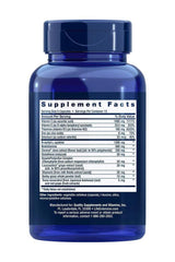 Life Extension Anti-Alcohol Complex supplement facts, 60 capsules, supporting liver function and detoxification.