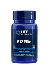 Life Extension B12 Elite supplement bottle with 60 vegetarian lozenges for brain health and vitality.