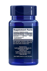 Life Extension B12 Elite 60 Lozenges supplement facts with vitamin B12 details in blue container.