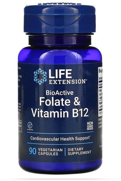 Life Extension - BioActive Folate & Vitamin B12 - 90 vcaps - Nutri.se