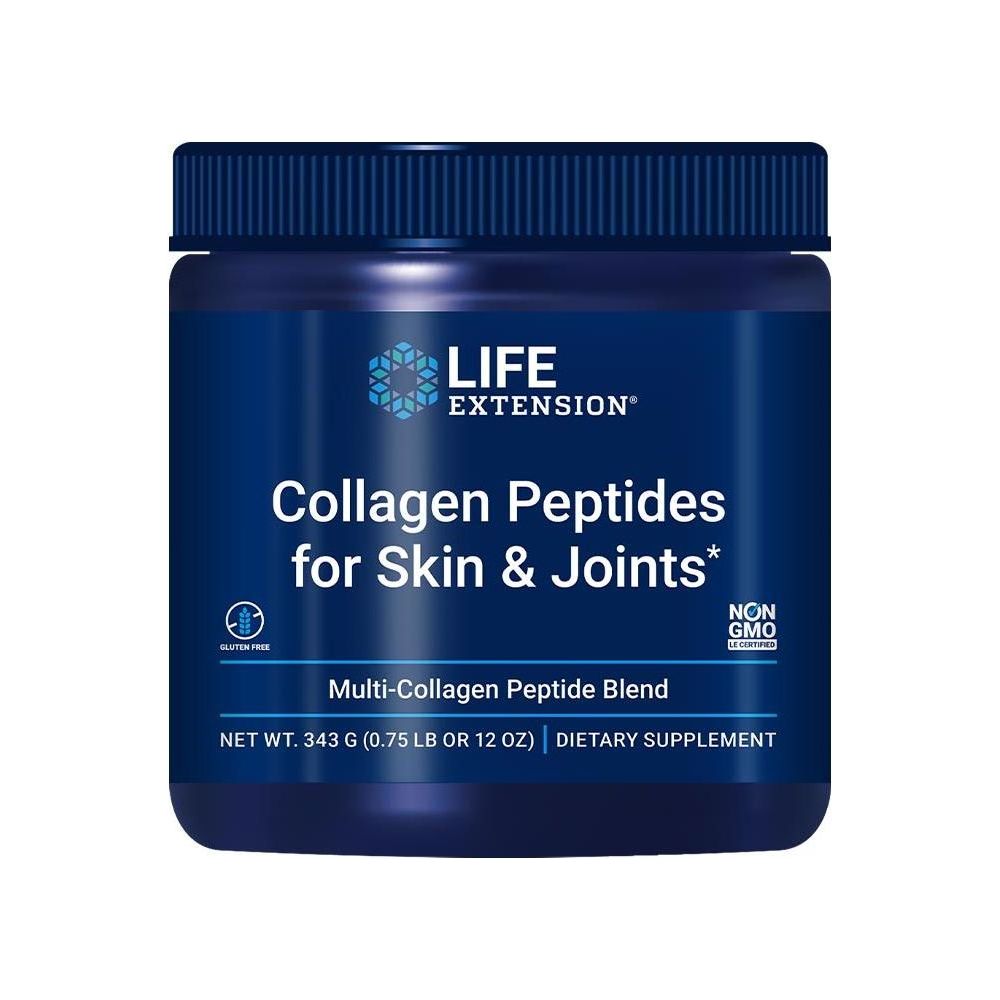 Life Extension Collagen Peptides for Skin & Joints, 343 g dietary supplement for skin and joints support.