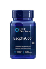 Life Extension EsophaCool dietary supplement bottle with 60 chewable tablets for digestive health