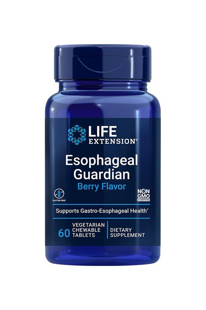 Life Extension Esophageal Guardian Berry Flavor - 60 chewable tablets for digestive support and esophageal health.