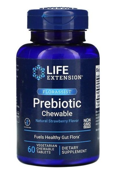 Life Extension - Florassist Prebiotic Chewable, Natural Strawberry - 60 vegetarian chewable tabs - Nutri.se
