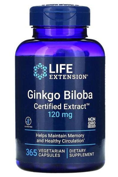 Life Extension - Ginkgo Biloba, Certified Extract, 120mg - 365 vcaps - Nutri.se