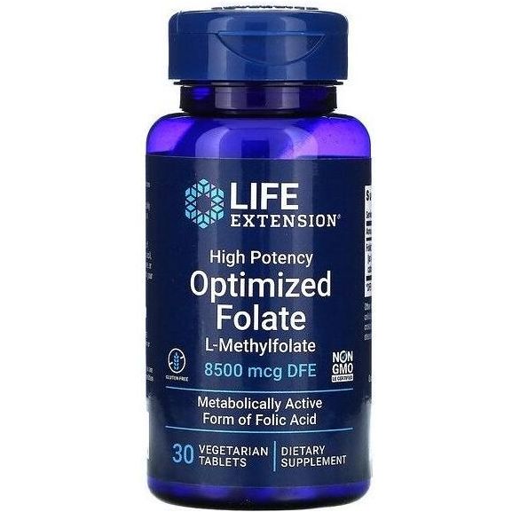 Life Extension - High Potency Optimized Folate - 30 vegetarian tabs - Nutri.se Life Extension - High Potency Optimized Folate - 30 vegetarian tabs - Nutri.se