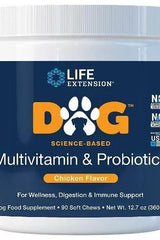 Life Extension Hip & Joints soft chews for dogs, chicken flavor, supports wellness, digestion, and immune health.